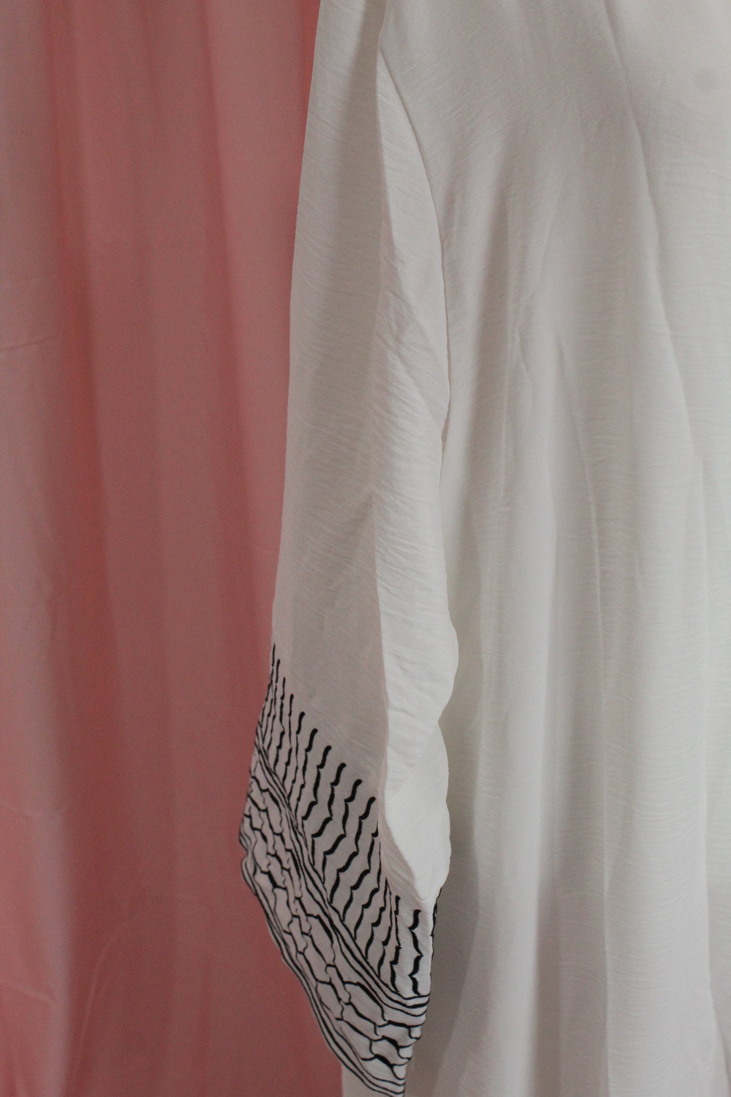 White Palestinian Keffiyah Embroided Abaya