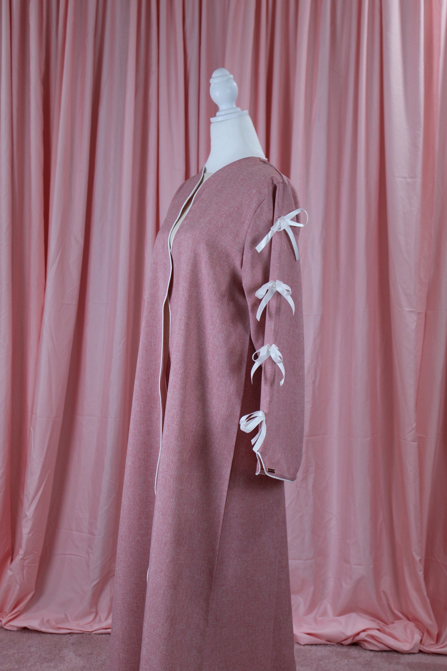 Pink | Sleeve Bow Accent Abaya