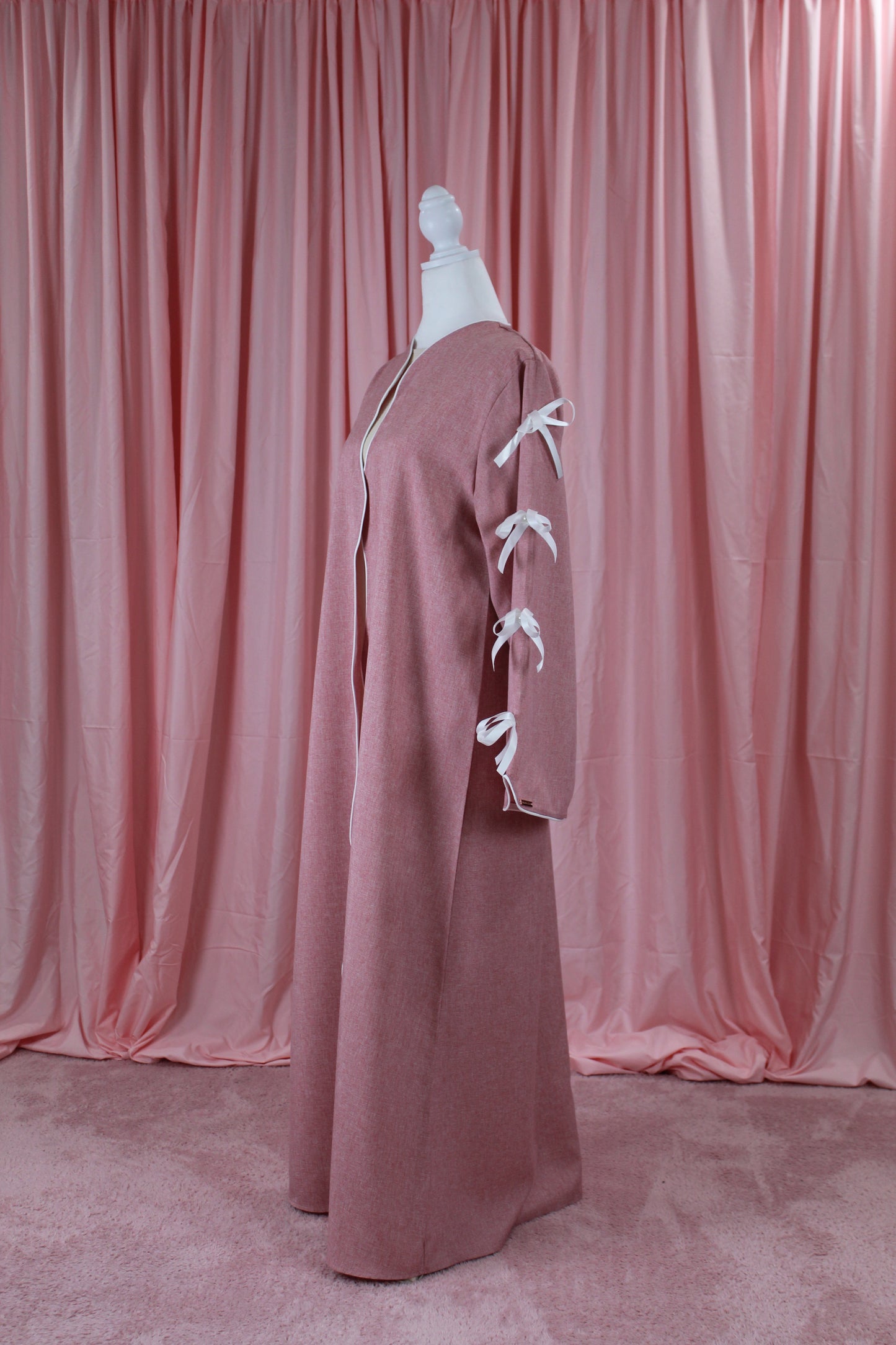 Pink | Sleeve Bow Accent Abaya