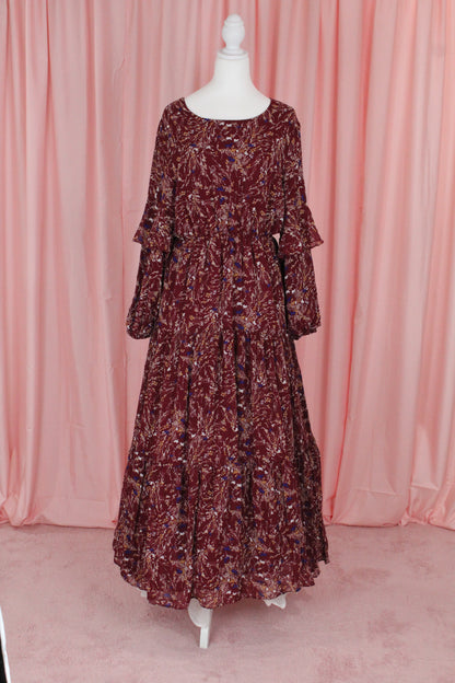 Modest Chiffon Dress | Maroon