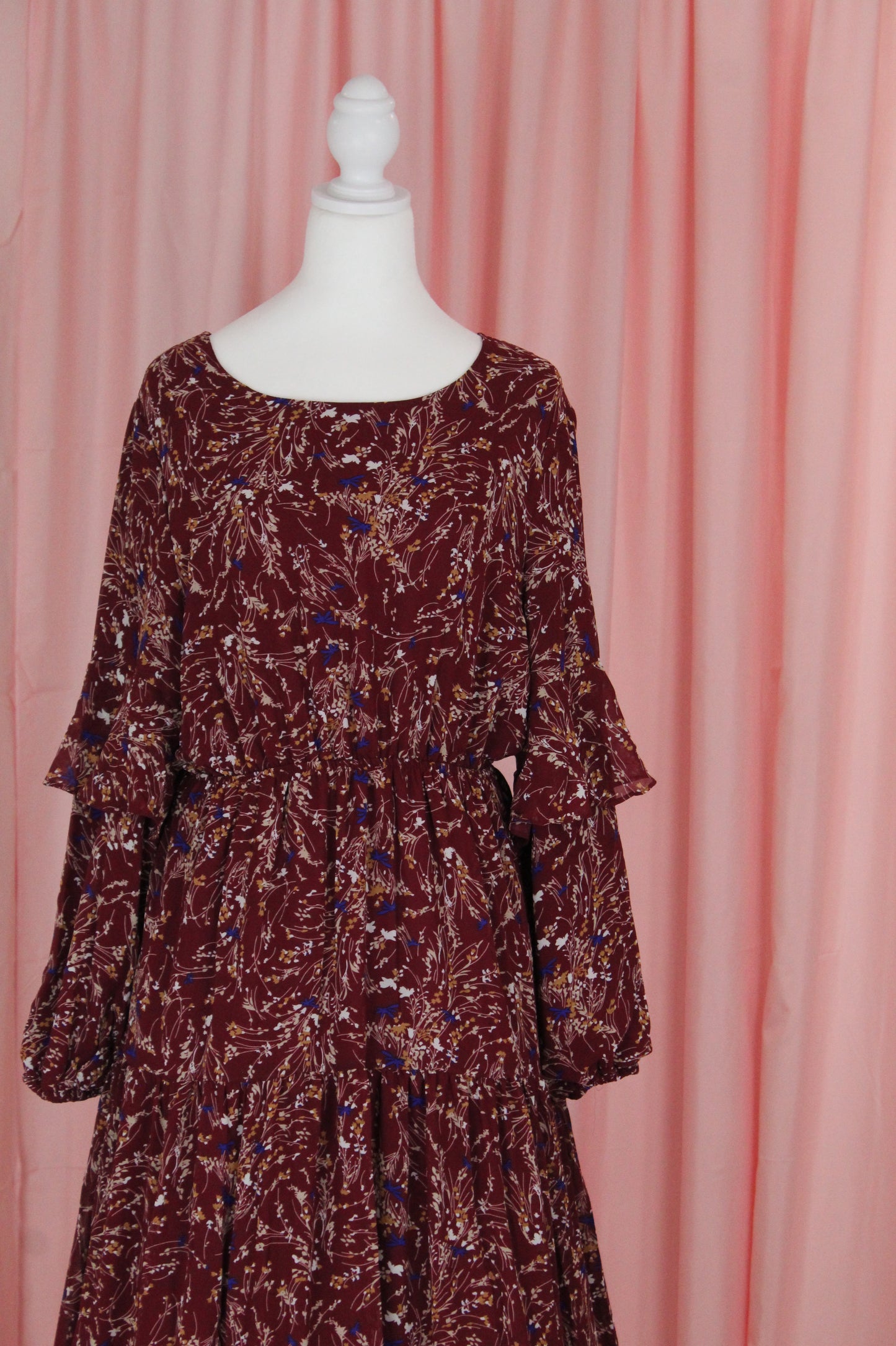 Modest Chiffon Dress | Maroon