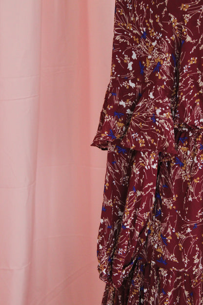 Modest Chiffon Dress | Maroon