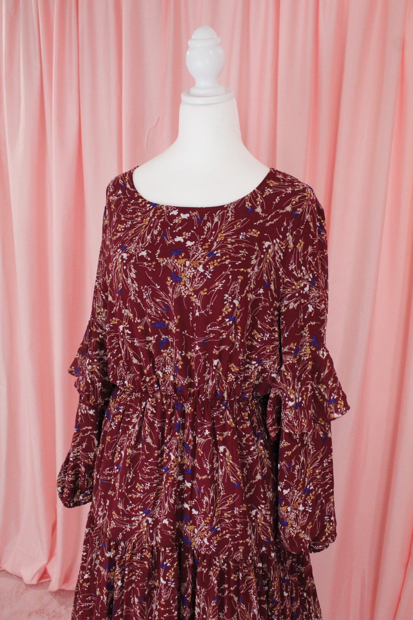 Modest Chiffon Dress | Maroon