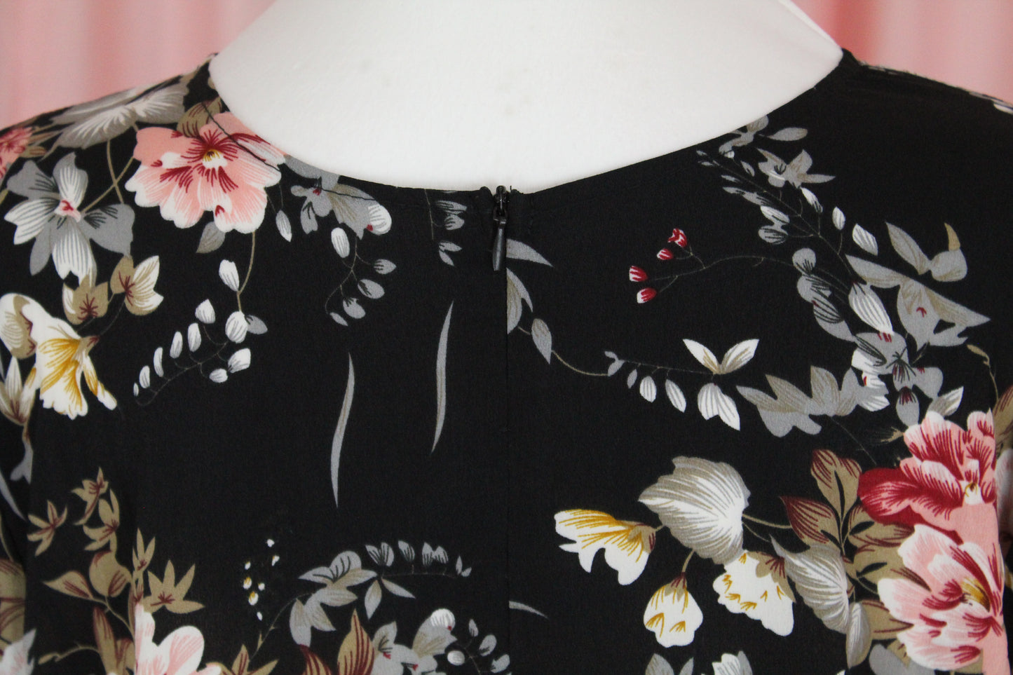 Straight Modest Floral Summer Dress | Black