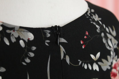 Straight Modest Floral Summer Dress | Black