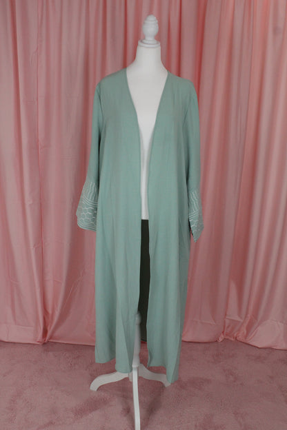 Mint Palestinian Kefifyah Embroidered Abaya