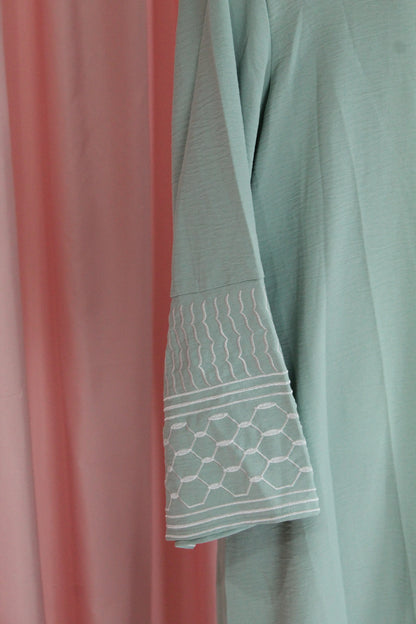 Mint Palestinian Kefifyah Embroidered Abaya
