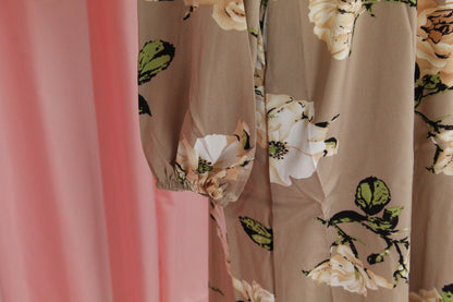 Straight Modest Floral Summer Dress | Beige