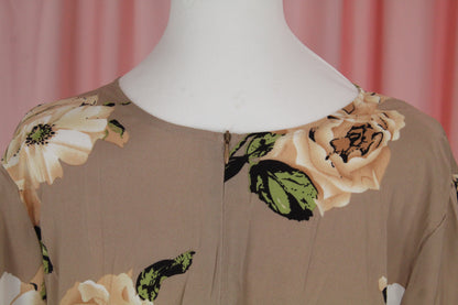 Straight Modest Floral Summer Dress | Beige