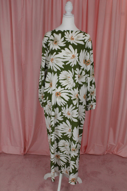 Straight Modest Floral Summer Dress | Green