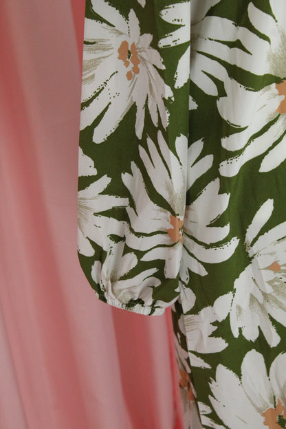 Straight Modest Floral Summer Dress | Green
