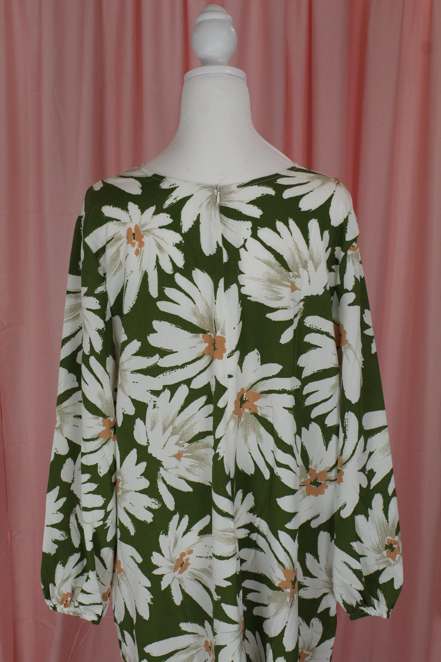Straight Modest Floral Summer Dress | Green