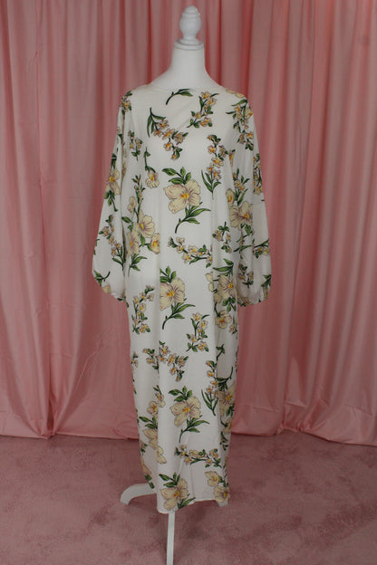 Straight Modest Floral Summer Dress | White