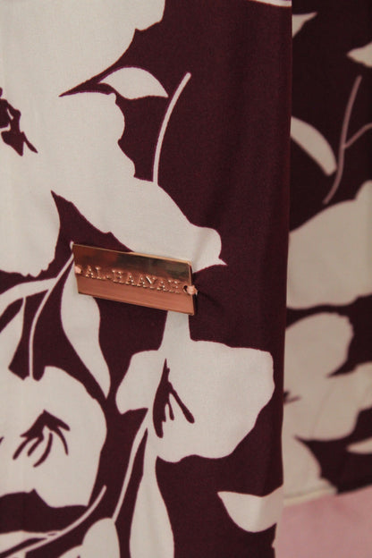 Straight Modest Floral Summer Dress | Maroon