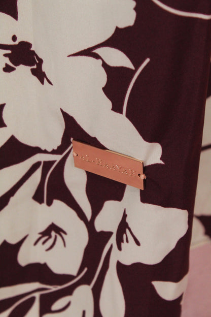 Straight Modest Floral Summer Dress | Maroon