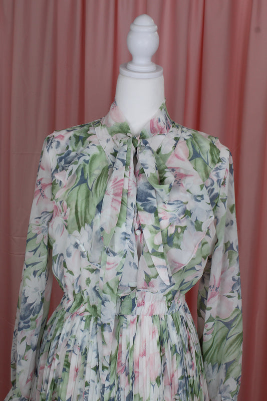 Pleated Modest Chiffon Dress