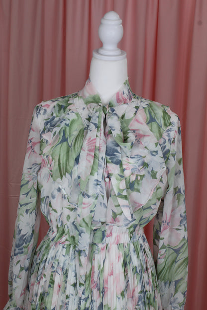 Pleated Modest Chiffon Dress