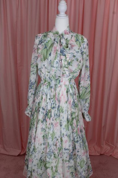 Pleated Modest Chiffon Dress