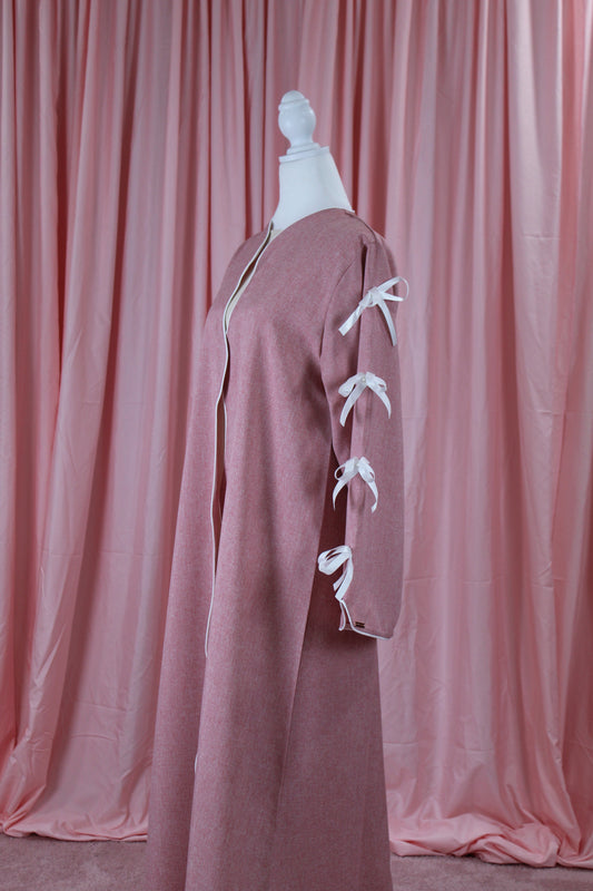 Pink | Sleeve Bow Accent Abaya