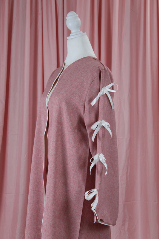 Pink | Sleeve Bow Accent Abaya
