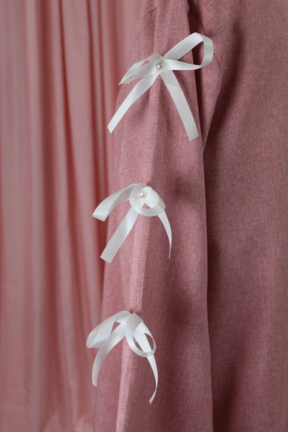Pink | Sleeve Bow Accent Abaya