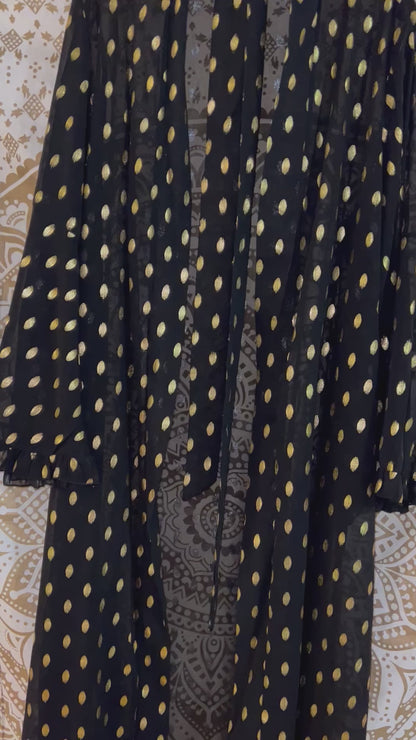 Chiffon Gold Accent Kimono Abaya