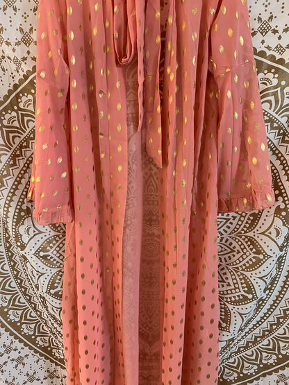 Chiffon Gold Accent Kimono Abaya
