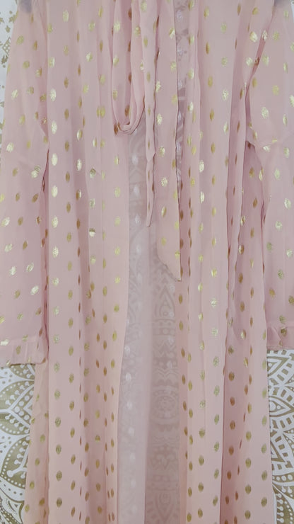 Chiffon Gold Accent Kimono Abaya
