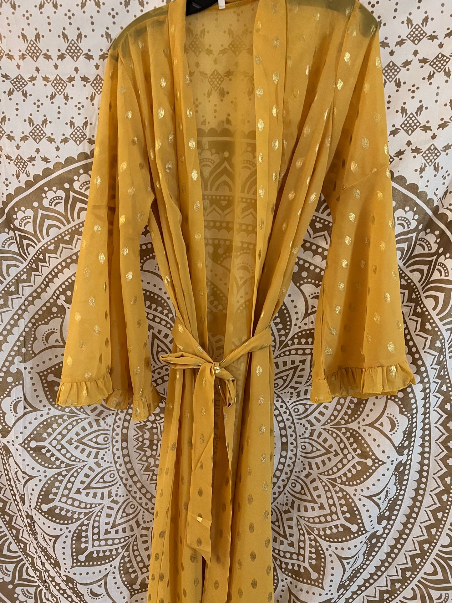 Chiffon Gold Accent Kimono Abaya
