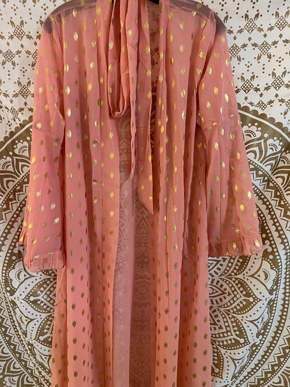 Chiffon Gold Accent Kimono Abaya