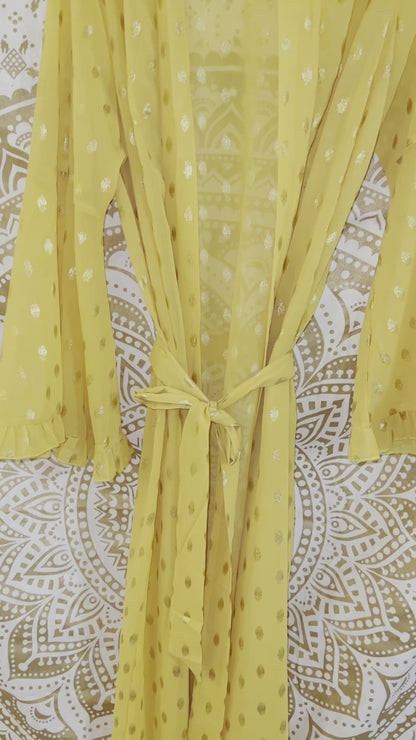 Chiffon Gold Accent Kimono Abaya